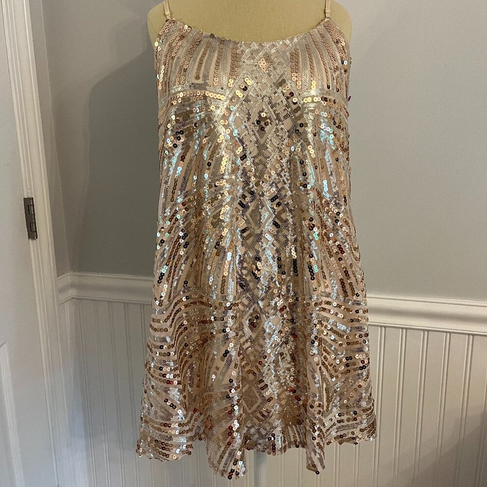Emerald Sundae rose gold sequin slip dress